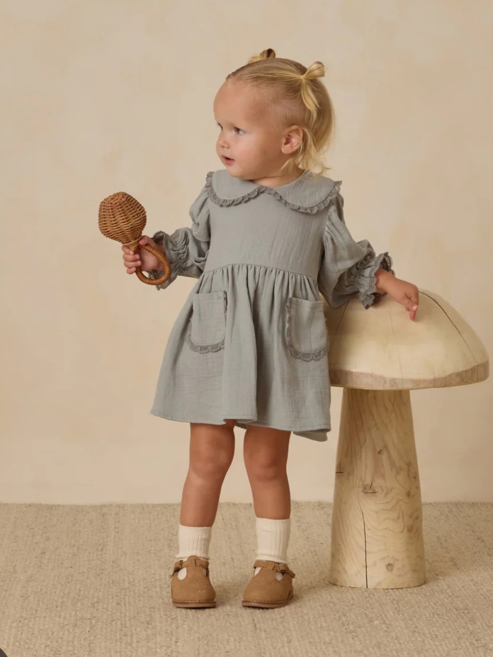 Quincy Mae Marisol Dress-Steel Blue